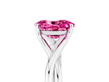 White gold Oval Cut Pink Sapphire Solitaire Twist Band Prong Setting Ring_89