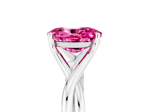 White gold Oval Cut Pink Sapphire Solitaire Twist Band Prong Setting Ring_89