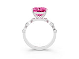 White gold Oval Cut Pink Sapphire Solitaire Twisted Band with Round  Accents and Prong Setting_15