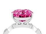 White gold Oval Cut Pink Sapphire Solitaire Twisted Band with Round  Accents and Prong Setting_16
