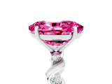 White gold Oval Cut Pink Sapphire Solitaire Twisted Band with Round  Accents and Prong Setting_17