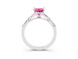 White gold Oval Cut Pink Sapphire Solitaire with Side Baguettes and Channel Set Band_27