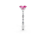 White gold Oval Cut Pink Sapphire Solitaire with Side Stones on a Pavé Band and Four-Prong Setting_26