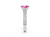 White gold Oval Cut Pink Sapphire Split Shank Engagement Ring with Pavé Band_26