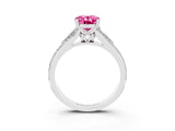 White gold Oval Cut Pink Sapphire Split Shank Engagement Ring with Pavé Band_27