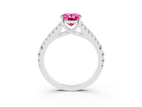 White gold Oval Cut Pink Sapphire Split Shank Pavé Engagement Ring with Four-Prong Setting_15