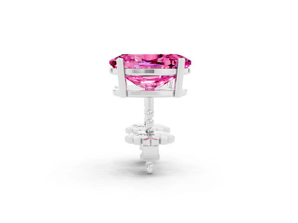 Silver Oval Cut Pink Sapphire Stud Earrings