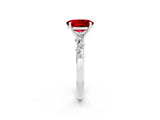 White gold Oval Cut Ruby Cluster Side Stone Solitaire Ring with Prong Setting_26