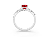 White gold Oval Cut Ruby Cluster Side Stone Solitaire Ring with Prong Setting_27