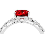 White gold Oval Cut Ruby Cluster Side Stone Solitaire Ring with Prong Setting_28