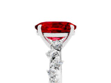 White gold Oval Cut Ruby Cluster Side Stone Solitaire Ring with Prong Setting_29