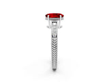 White gold Oval Cut Ruby Engagement Ring with Milgrain Channel Set Band and Prong Setting_2
