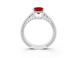 White gold Oval Cut Ruby Engagement Ring with Milgrain Channel Set Band and Prong Setting_3