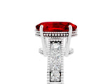 White gold Oval Cut Ruby Engagement Ring with Milgrain Channel Set Band and Prong Setting_5