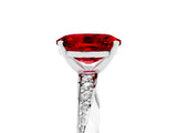 White gold Oval Cut Ruby Engagement Ring with Side Stone Accents and Four-Prong Setting_101