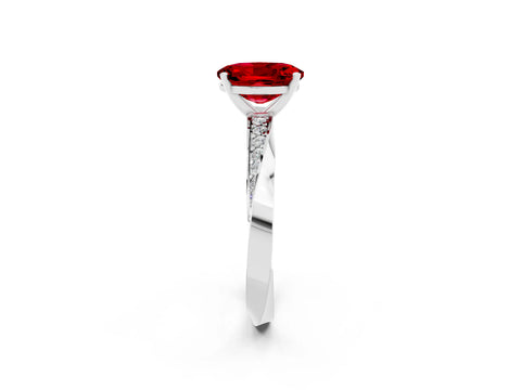 White gold Oval Cut Ruby Engagement Ring with Side Stone Accents and Four-Prong Setting_29