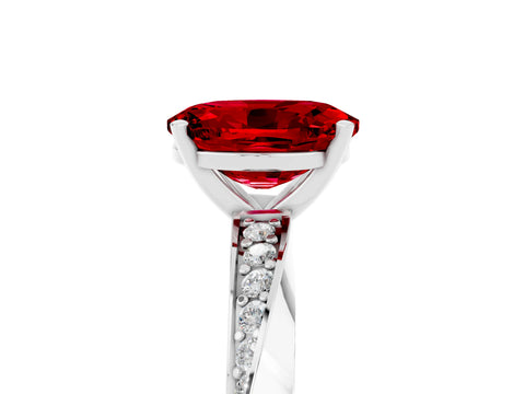 White gold Oval Cut Ruby Engagement Ring with Side Stone Accents and Four-Prong Setting_32