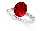White gold Oval Cut Ruby Engagement Ring with Side Stone Accents and Four-Prong Setting_97