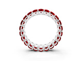 White gold Oval Cut Ruby Eternity Band with Shared Prong Setting_3