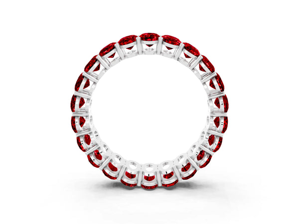 Silver Oval Cut Ruby Eternity Band with Shared Prong Setting