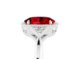 White gold Oval Cut Ruby Halo Ring with Tapered Band and Four-Prong Setting_5