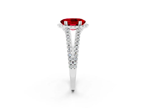 White gold Oval Cut Ruby Halo Split Shank Engagement Ring_14