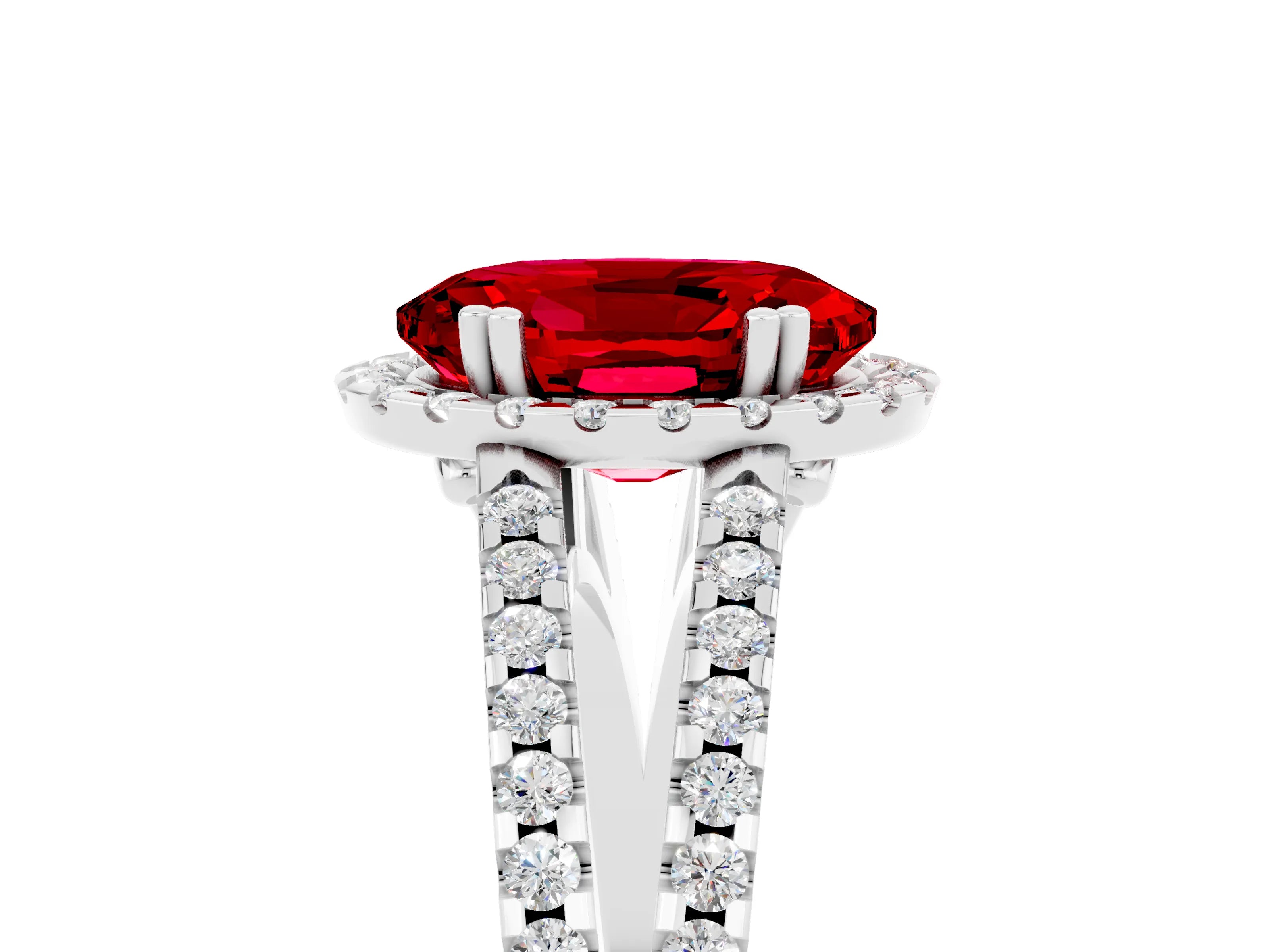 White gold Oval Cut Ruby Halo Split Shank Engagement Ring_17