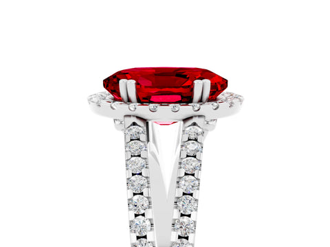 White gold Oval Cut Ruby Halo Split Shank Engagement Ring_17