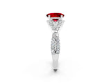 White gold Oval Cut Ruby  Halo Twist Band Solitaire Prong Setting Ring_26