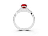 White gold Oval Cut Ruby  Halo Twist Band Solitaire Prong Setting Ring_27
