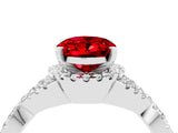 White gold Oval Cut Ruby  Halo Twist Band Solitaire Prong Setting Ring_28