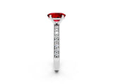 White gold Oval Cut Ruby Milgrain Pavé Engagement Ring with Four-Prong Setting_14