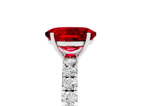 White gold Oval Cut Ruby Pavé Solitaire Engagement Ring with Four-Prong Setting_17