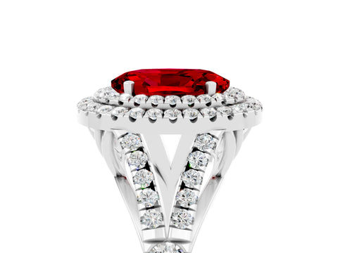 White gold Oval Cut Ruby Pavé Split Shank Double Halo Engagement Ring_5