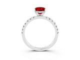 White gold Oval Cut Ruby Pave Band Solitaire Ring with Four-Prong Setting_27
