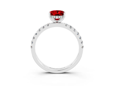 White gold Oval Cut Ruby Pave Band Solitaire Ring with Four-Prong Setting_27