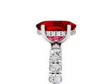 White gold Oval Cut Ruby Pave Band Solitaire Ring with Four-Prong Setting_29