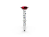 White gold Oval Cut Ruby Prong Setting with Side Stones on a Pave Band_2