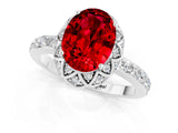 White gold Oval Cut Ruby Scalloped Halo Engagement Ring with Round Shared Prong Band_13