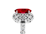 White gold Oval Cut Ruby Scalloped Halo Engagement Ring with Round Shared Prong Band_17