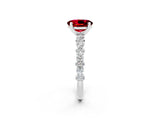 White gold Oval Cut Ruby Side Stone Solitaire Ring with Round  and Four-Prong Setting_50