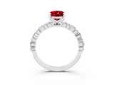 White gold Oval Cut Ruby Side Stone Solitaire Ring with Round  and Four-Prong Setting_51