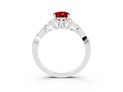 White gold Oval Cut Ruby Solitaire Celtic Knot Ring with Four-Prong Setting_15