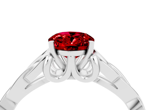 White gold Oval Cut Ruby Solitaire Celtic Knot Ring with Four-Prong Setting_16