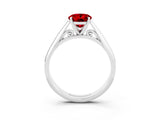 White gold Oval Cut Ruby Solitaire Engagement Ring with Cathedral Setting and Four-Prong Mount_33
