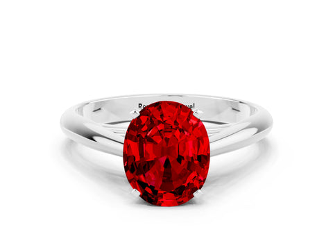White gold Oval Cut Ruby Solitaire Engagement Ring with Cathedral Setting and Four-Prong Mount_48