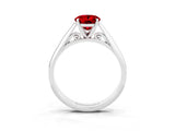 White gold Oval Cut Ruby Solitaire Engagement Ring with Cathedral Setting and Four-Prong Mount_87