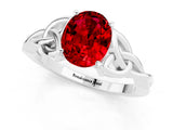 White gold Oval Cut Ruby Solitaire Engagement Ring with Celtic Knot Band and Four-Prong Setting_1