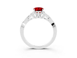 White gold Oval Cut Ruby Solitaire Engagement Ring with Celtic Knot Band and Four-Prong Setting_3