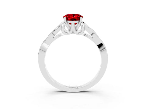 White gold Oval Cut Ruby Solitaire Engagement Ring with Celtic Knot Band and Four-Prong Setting_3